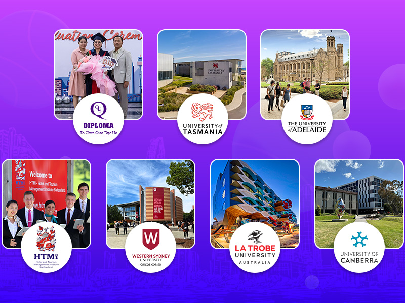 La Trobe University, University of Tasmania, The University of Adelaide, University of Canberra, Western Sydney University, HTMi, Switzerland là các đại diện góp mặt tại sự kiện