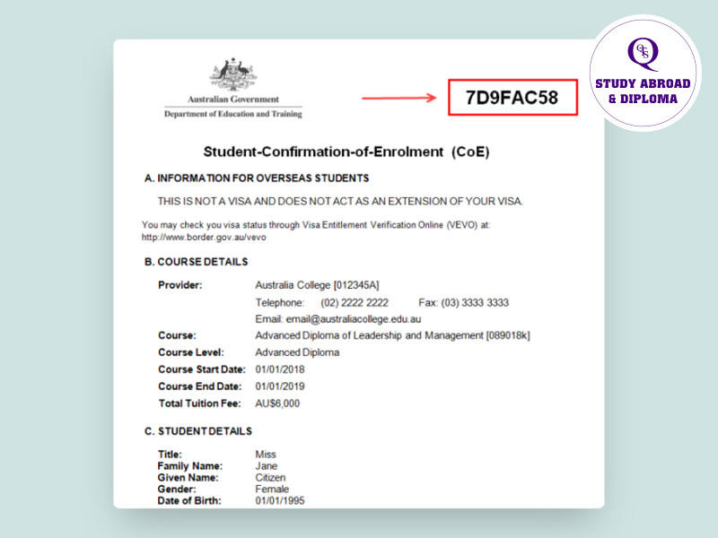 Confirmation of Enrollment (CoE)