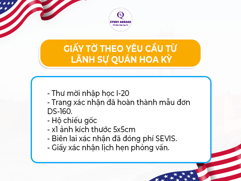 Giấy tờ theo yêu cầu của lãnh sự quán Mỹ