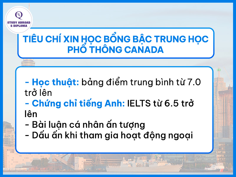 Điều kiện học bổng THPT tại Canada