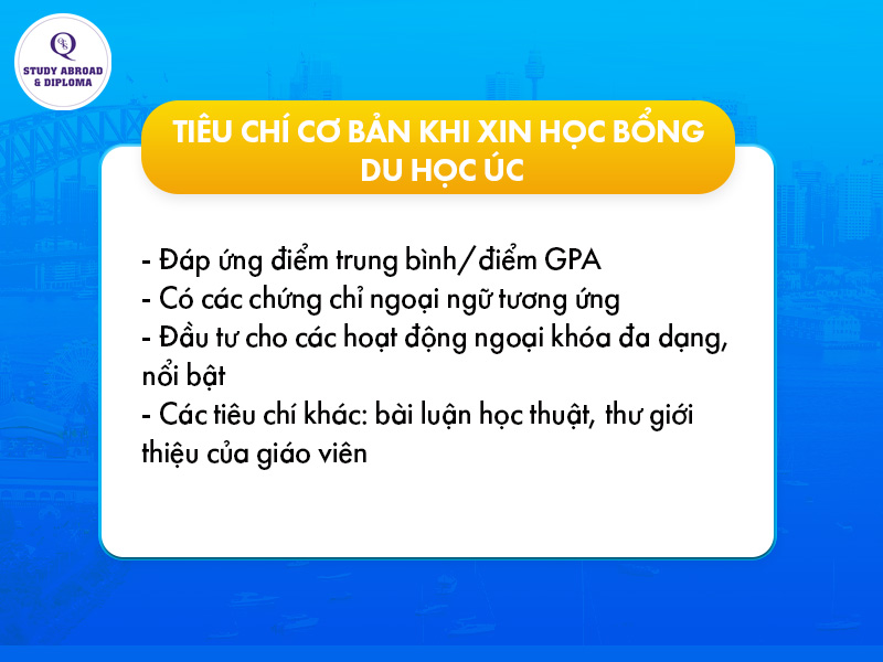 Tiêu chí cơ bản khi xin học bổng du học Úc