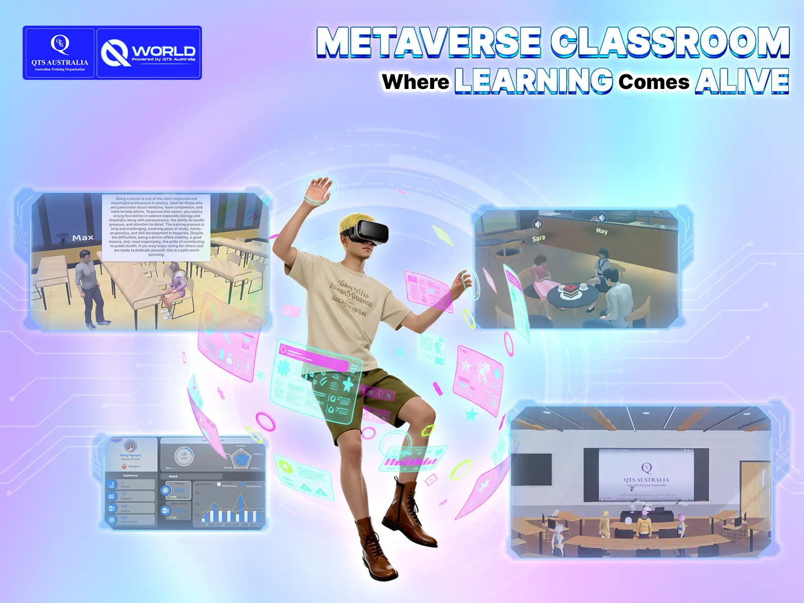 QWorld - Nền tảng giáo dục ứng dụng AI & Metaverse do QTS Australia phát triển.